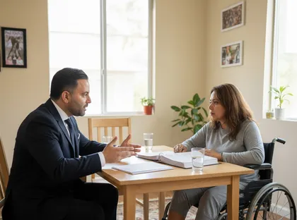 Attorney advising a car accident victim on their case during a consultation