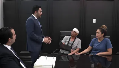 Attorney explaining legal strategy for DUI accident case in a law office