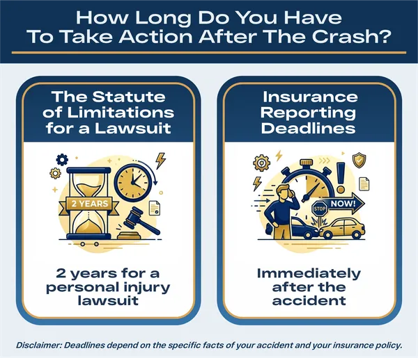 Car accident claim filing and insurance reporting deadlines