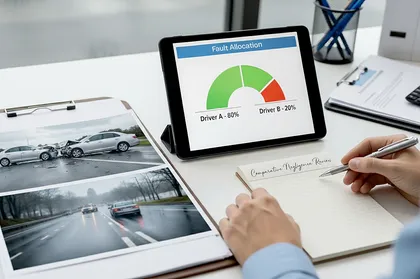 Car accident fault allocation chart used to calculate comparative negligence compensation