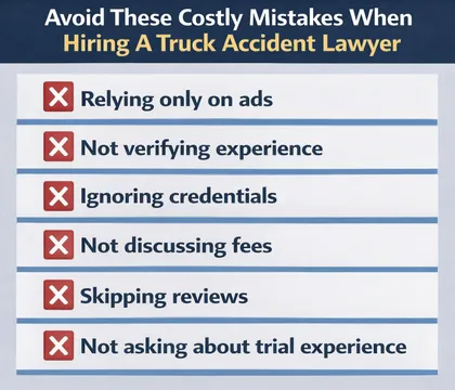 Checklist of mistakes to avoid when choosing a truck accident lawyer