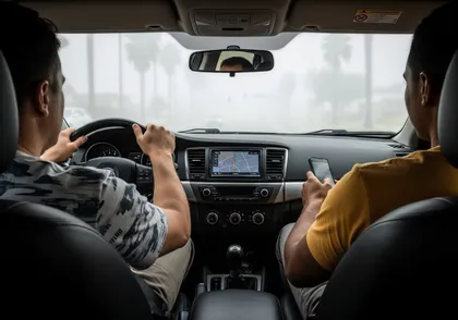 Conducir con niebla espesa con la pantalla de navegación activa