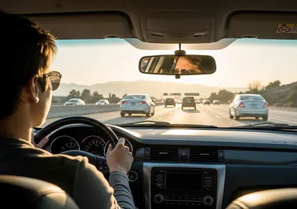 Driver observing traffic cues to anticipate lane changes and prevent collisions