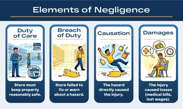Elements of negligence in a store accident premises liability claim