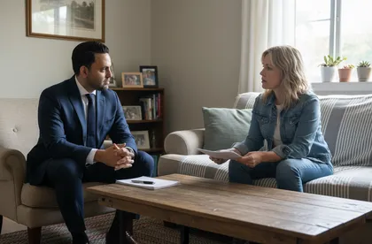 Experienced lawyer advising client on parking lot accident claim and insurance dispute resolution