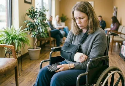 Injured bus accident victim waiting for legal help