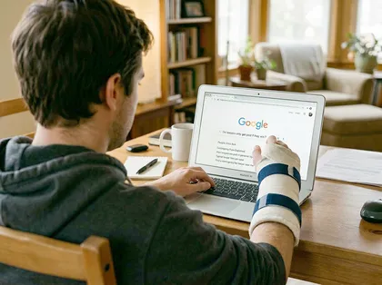 Injured person researching personal injury lawyer fees online