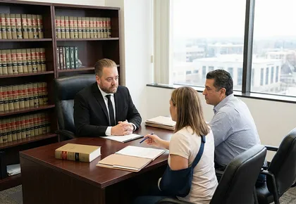 Injured shopper consulting a personal injury lawyer about a Target fall lawsuit