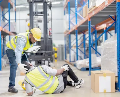 Minor workplace accident injury in warehouse setting