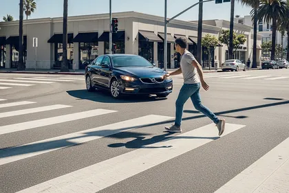 Pedestrian struck in crosswalk during a right-turn accident at an intersection