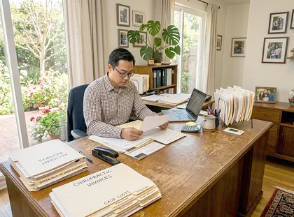 Personal injury attorney reviewing retainer and fee agreement documents