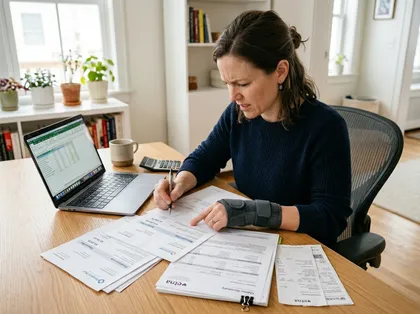 Public restroom accident victim documenting injury-related financial losses
