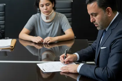 Right-turn accident victim meeting with personal injury lawyer about filing deadline