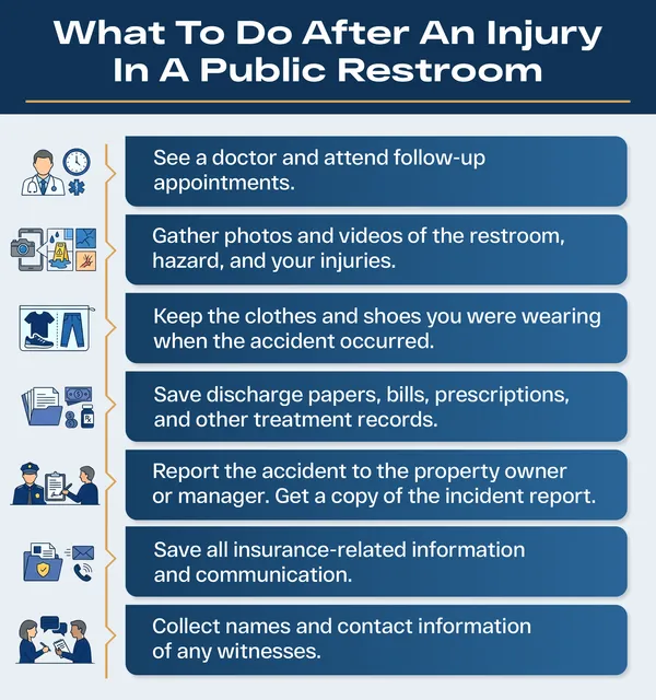 Steps to protect a public restroom injury claim