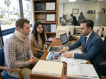 California car accident lawyer discussing settlement timeline with injured clients