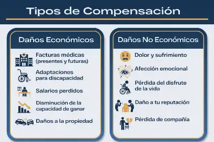 Comparación de daños económicos y no económicos en casos de indemnización