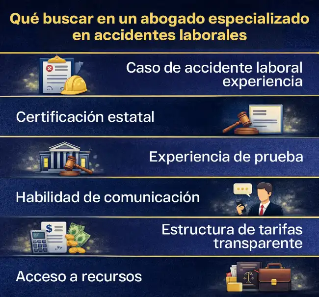 Cualidades clave de un abogado acreditado especializado en accidentes laborales