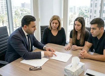 Family meeting with wrongful death lawyer about employer liability