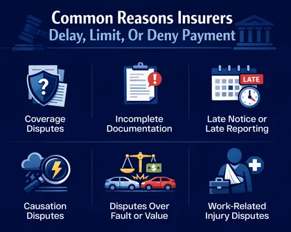 Infographic showing reasons insurance claim may be denied or delayed