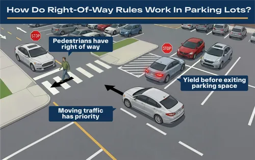 Parking lot right-of-way accident rules