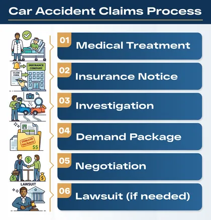 Passenger involved in a car accident with insurance claim documentation