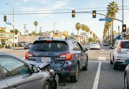 Rear-end crash at a yellow light intersection fault claim