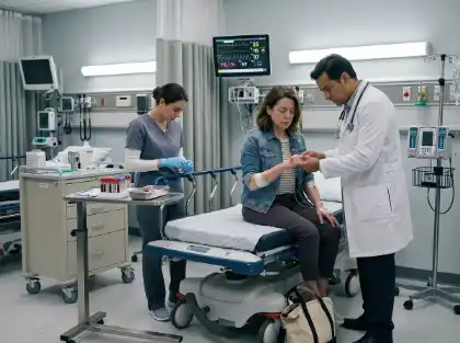 Doctor examining injured woman in hospital