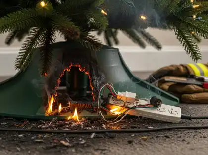 Incendio por falla eléctrica en una decoración navideña