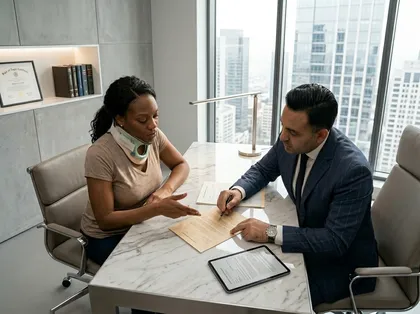 Injured Uber passenger consulting lawyer about compensation claim