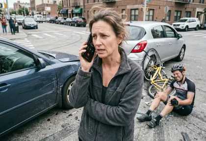 Injured cyclist after a car accident