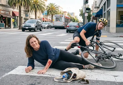 Pedestrian injured by bicyclist in crosswalk accident