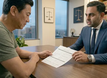 Personal injury settlement review with lawyer