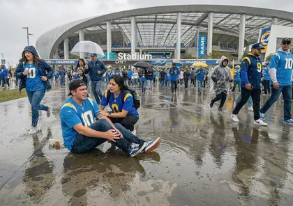SoFi Stadium rainwater slip and fall injury claim