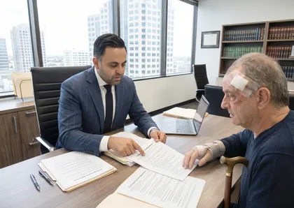 Truck accident lawyer helping injured victim document medical bills