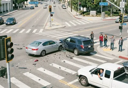 Accidente en un cruce con semáforo en rojo en el que se discute la responsabilidad compartida
