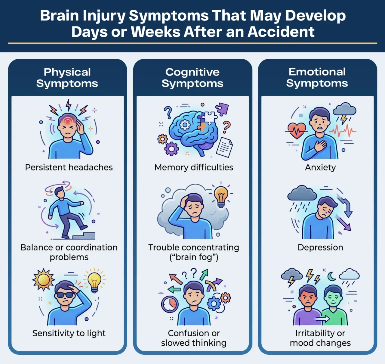 Brain Injury Symptoms That May Develop Days or Weeks After an Accident