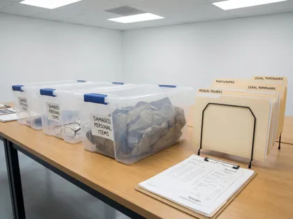 Cajas de almacenamiento de pruebas para la tramitación de una reclamación por daños personales en El Cajón