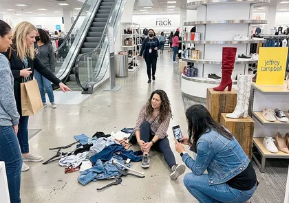 Documentación de la escena de un resbalón y caída en Nordstrom Rack