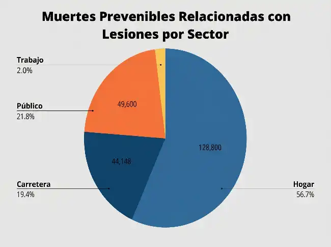 Dónde se producen la mayoría de las lesiones - Gráfico circular