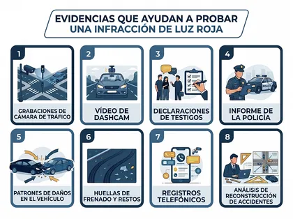 Infografía sobre las pruebas que pueden ayudar a demostrar una infracción por saltarse un semáforo en rojo