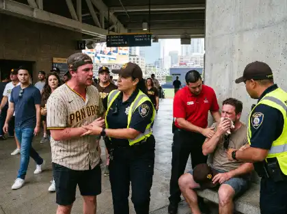 Injured fan receiving assistance at a stadium