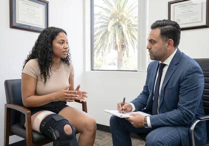 Injured woman discussing Orinda commercial property liability with a personal injury lawyer