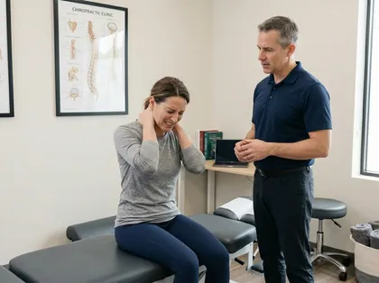 Patient experiencing neck pain after chiropractic treatment