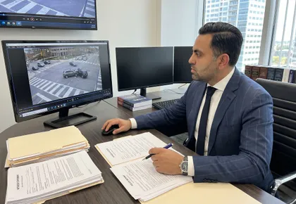 Personal injury lawyer reviewing traffic violation evidence