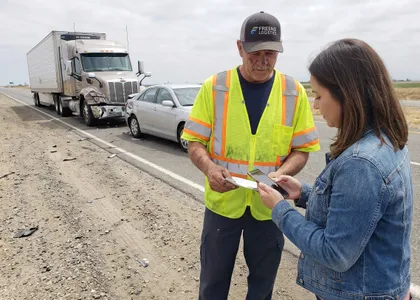 Truck company investigation after falling debris freeway accident