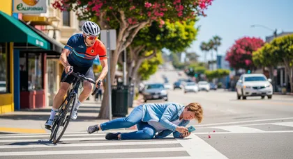 Un ciclista choca contra un peatón distraído en un paso de peatones