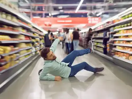 Un hombre se cae en un supermercado