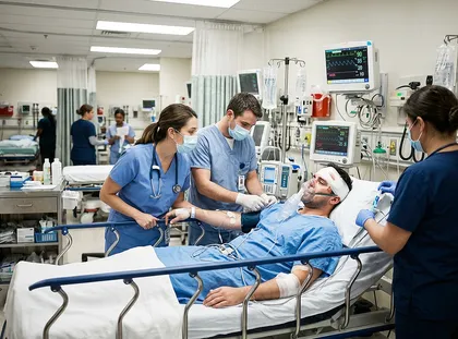 Un peatón está recibiendo atención hospitalaria tras sufrir una lesión por la caída de escombros de un andamio