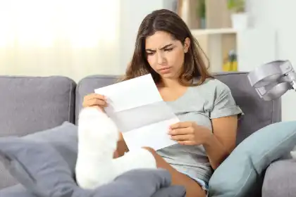 Una mujer que revisa sus gastos médicos tras el accidente de tráfico