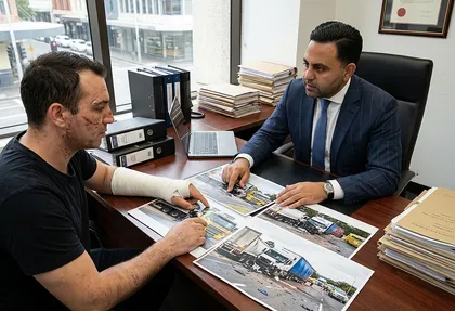 Una víctima de un accidente de camión que está revisando las pruebas de negligencia con un abogado especializado en lesiones personales de California